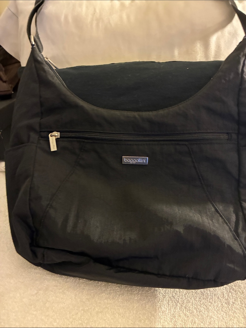 Baggallini Black hobo Crossbody Bag blue lining